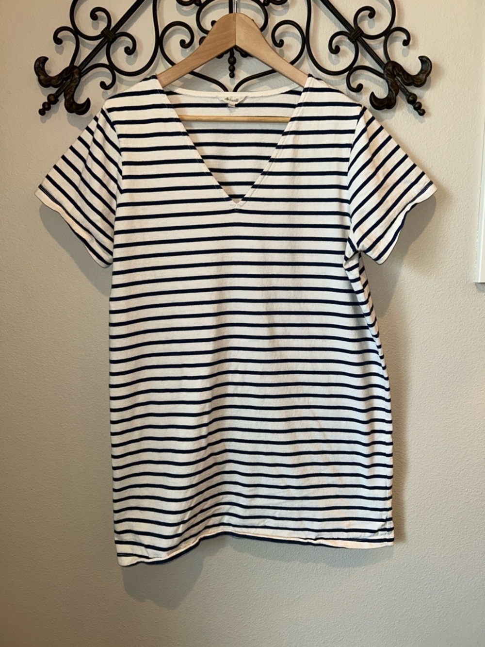 MADEWELL RELAXED TEE DRESS IN YORKTOWN STRIPE SIZE LARGE